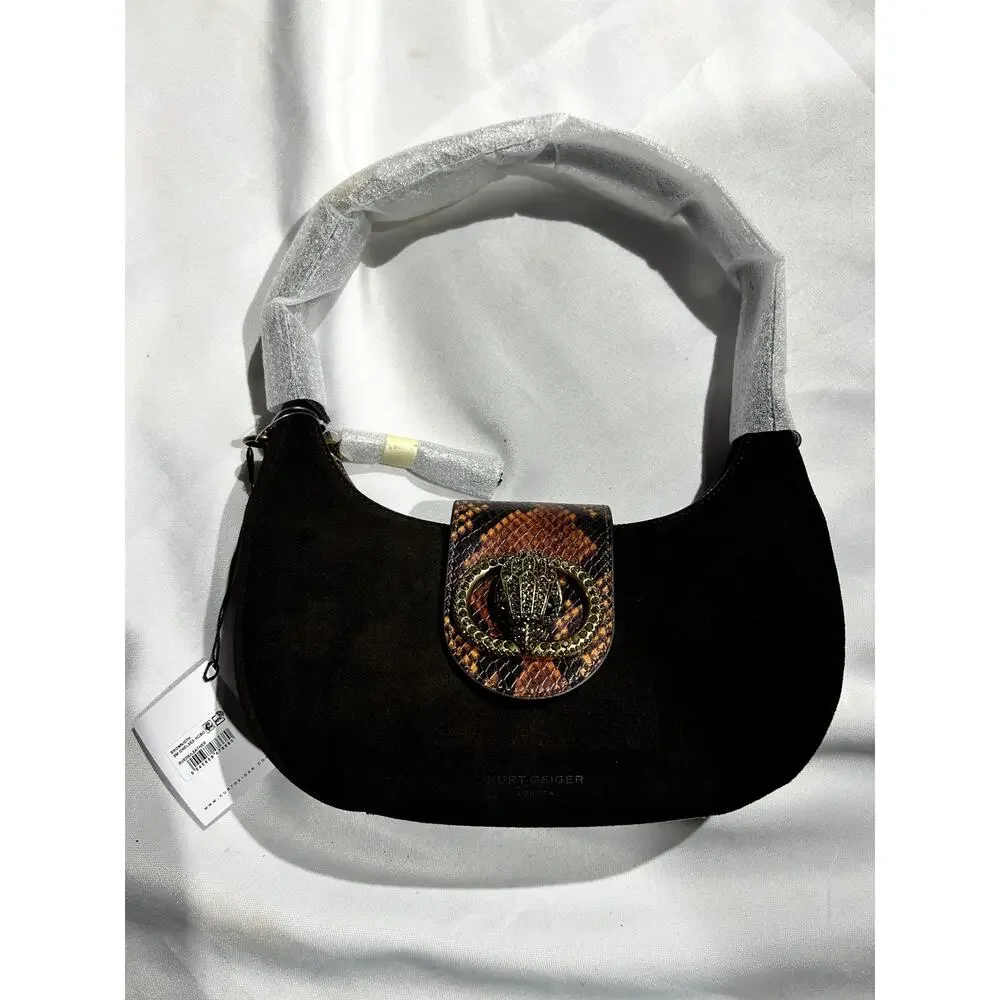 Kurt Geiger Chelsea Hobo Brown Suede Shoulder Bag NWT - Picture 2 of 11